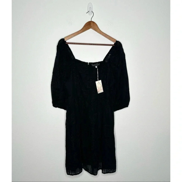 Johnny Was Black Ella Square Neck Mini Dress - Picture 1 of 12